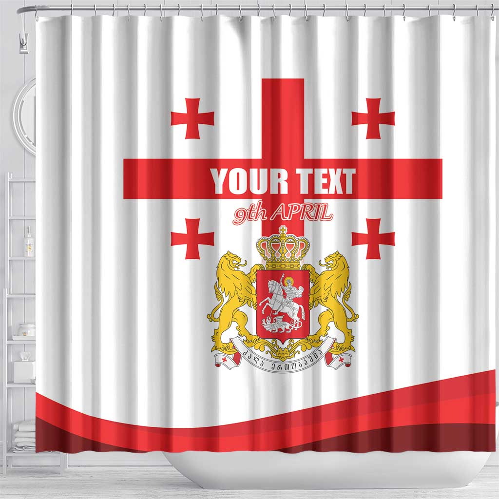 Personalized Georgia National Unity Day Shower Curtain 9th April with Coat of Arms and Flag LT17