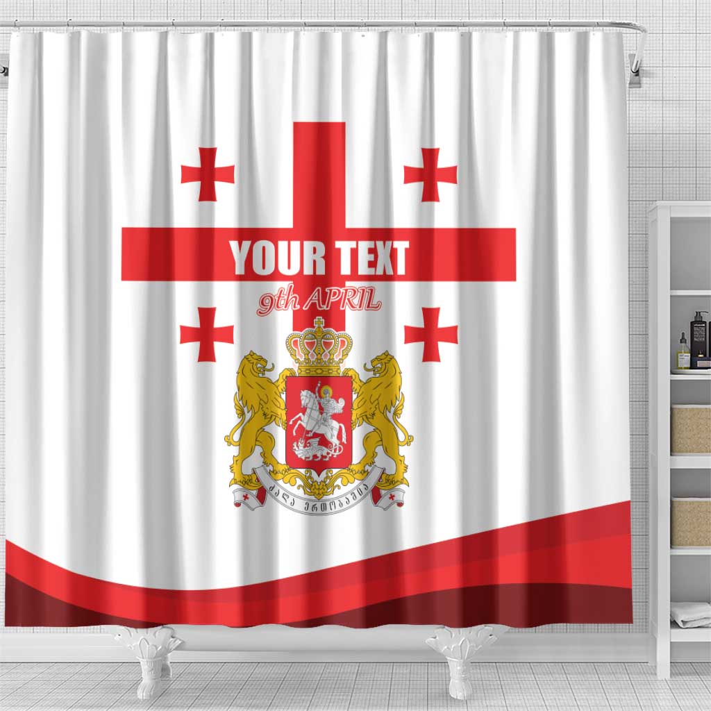 Personalized Georgia National Unity Day Shower Curtain 9th April with Coat of Arms and Flag LT17
