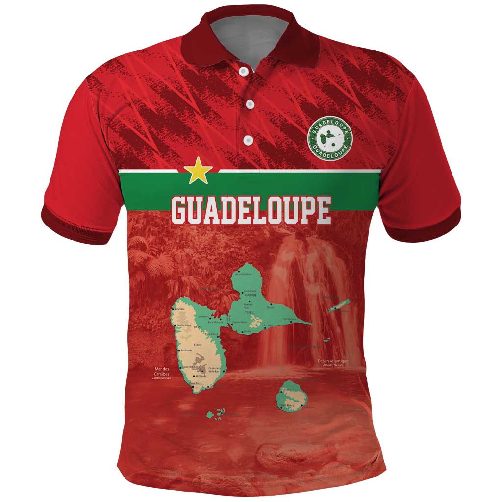 Custom Guadeloupe Football Polo Shirt Basse Terre Red Style LT17