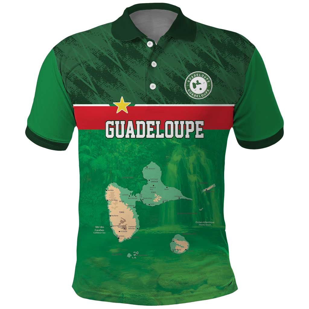 Custom Guadeloupe Football Polo Shirt Basse Terre Green Style LT17