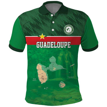 Custom Guadeloupe Football Polo Shirt Basse Terre Green Style LT17