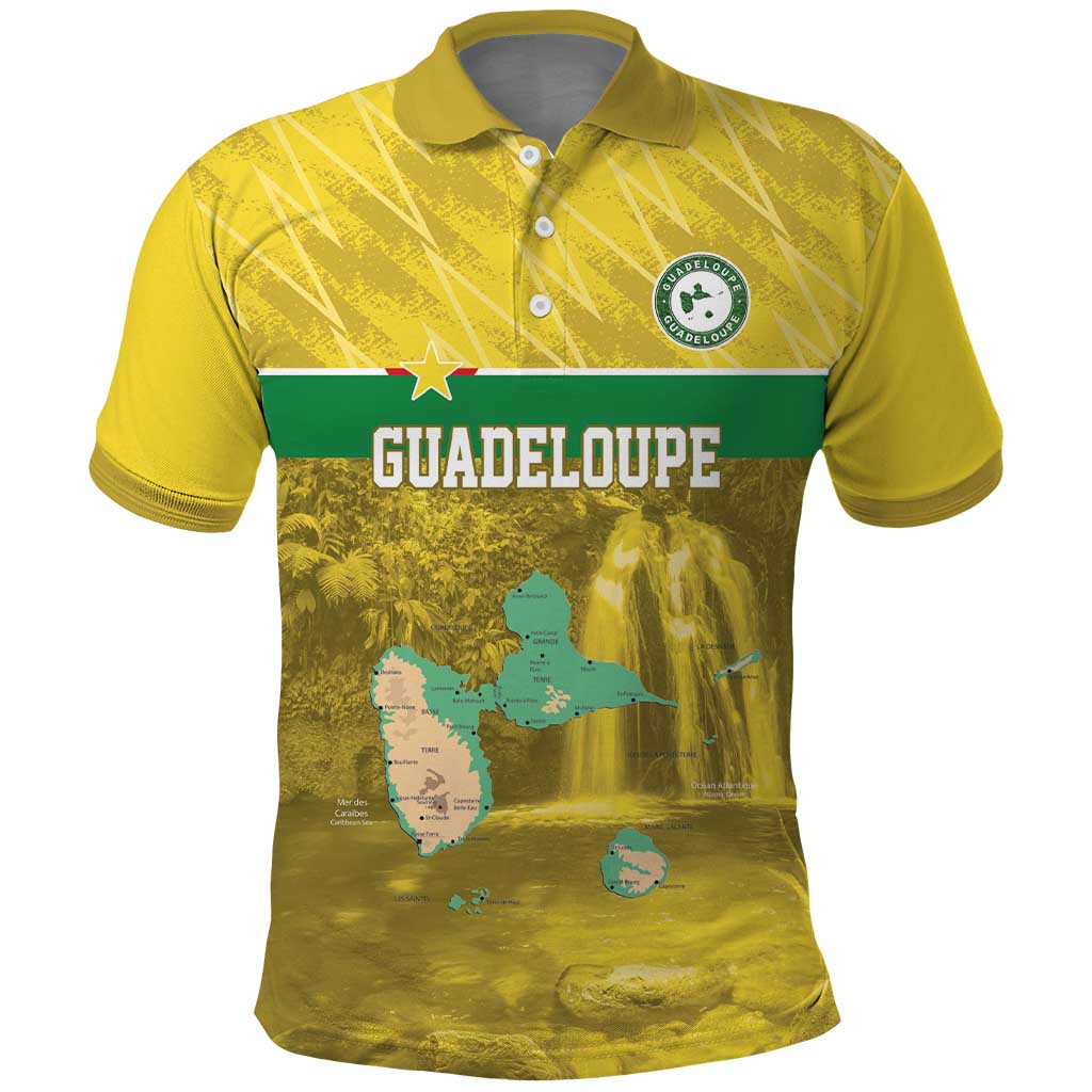 Custom Guadeloupe Football Polo Shirt Basse Terre Yellow Style LT17