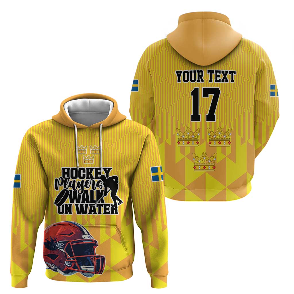 Custom Sweden Ice Hokey Go Champions Hoodie Gold Style LT17