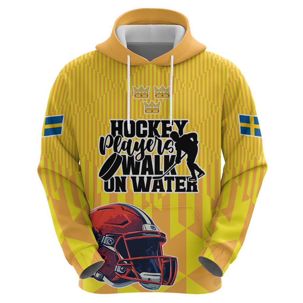Custom Sweden Ice Hokey Go Champions Hoodie Gold Style LT17