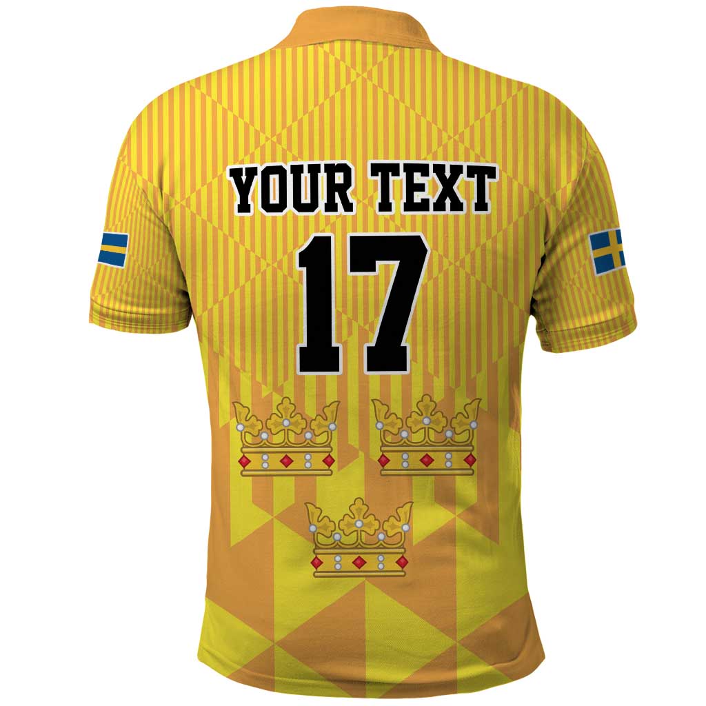 Custom Sweden Ice Hokey Go Champions Polo Shirt Gold Style LT17