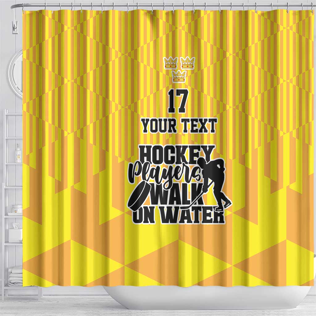 Custom Sweden Ice Hokey Go Champions Shower Curtain Gold Style LT17