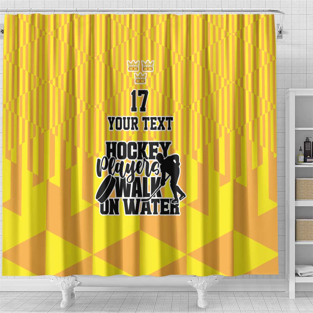 Custom Sweden Ice Hokey Go Champions Shower Curtain Gold Style LT17