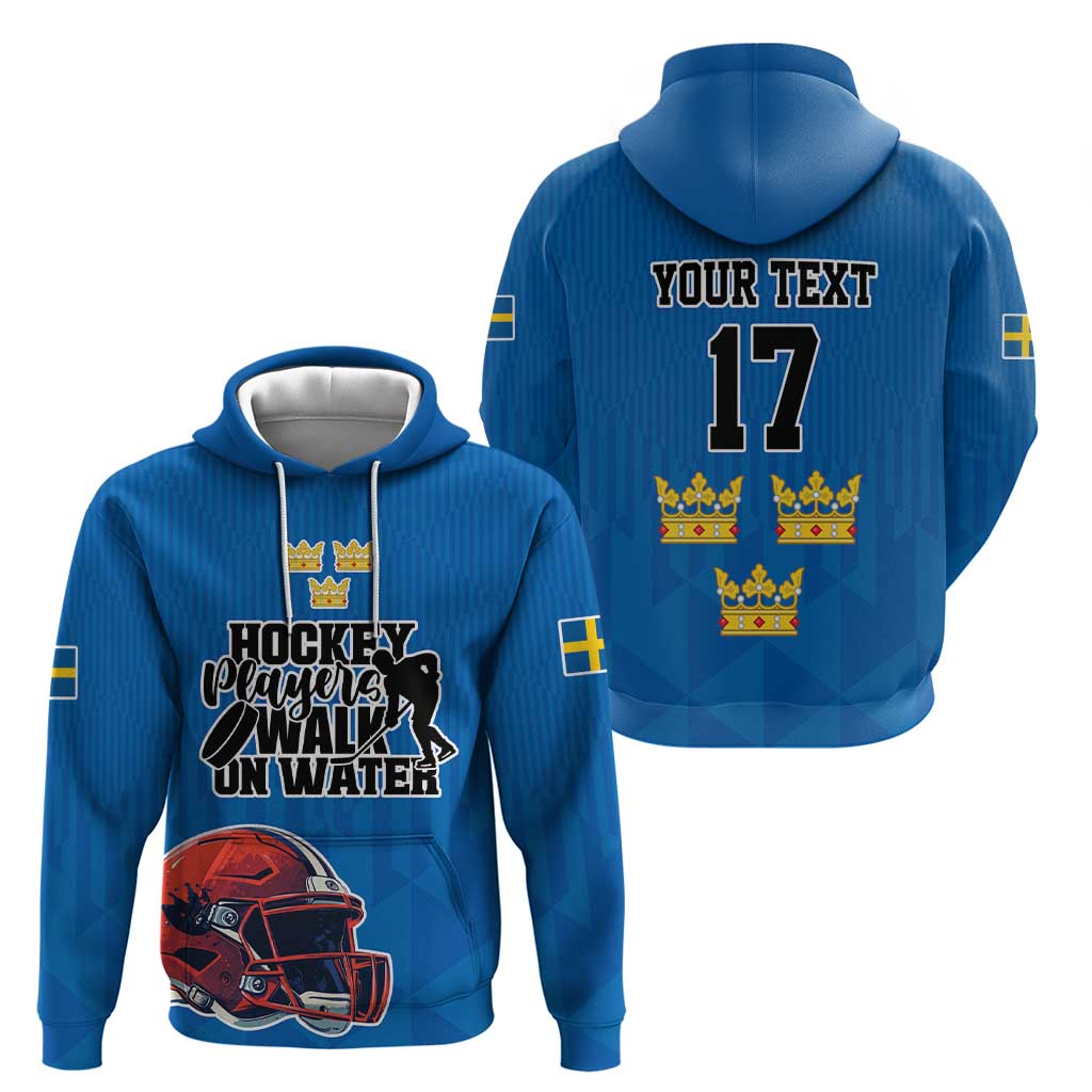 Custom Sweden Ice Hokey Go Champions Hoodie Blue Style LT17