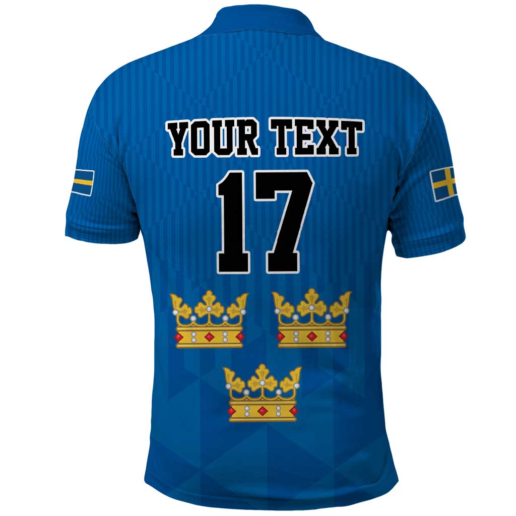 Custom Sweden Ice Hokey Go Champions Polo Shirt Blue Style LT17
