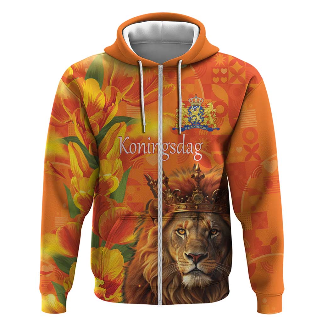 Personalized Netherlands Koningsdag Hoodie 27th April Lion with Orange Tulip LT17