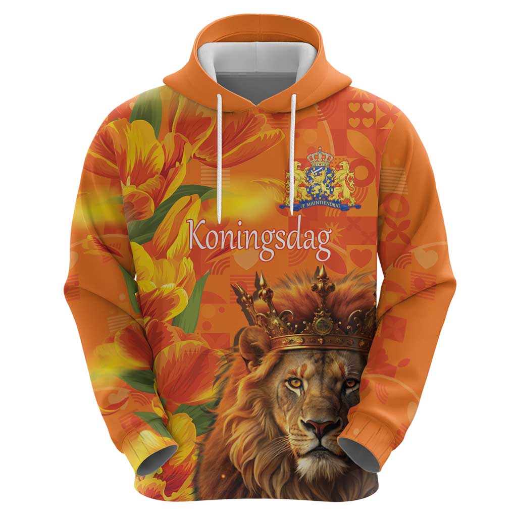 Personalized Netherlands Koningsdag Hoodie 27th April Lion with Orange Tulip LT17