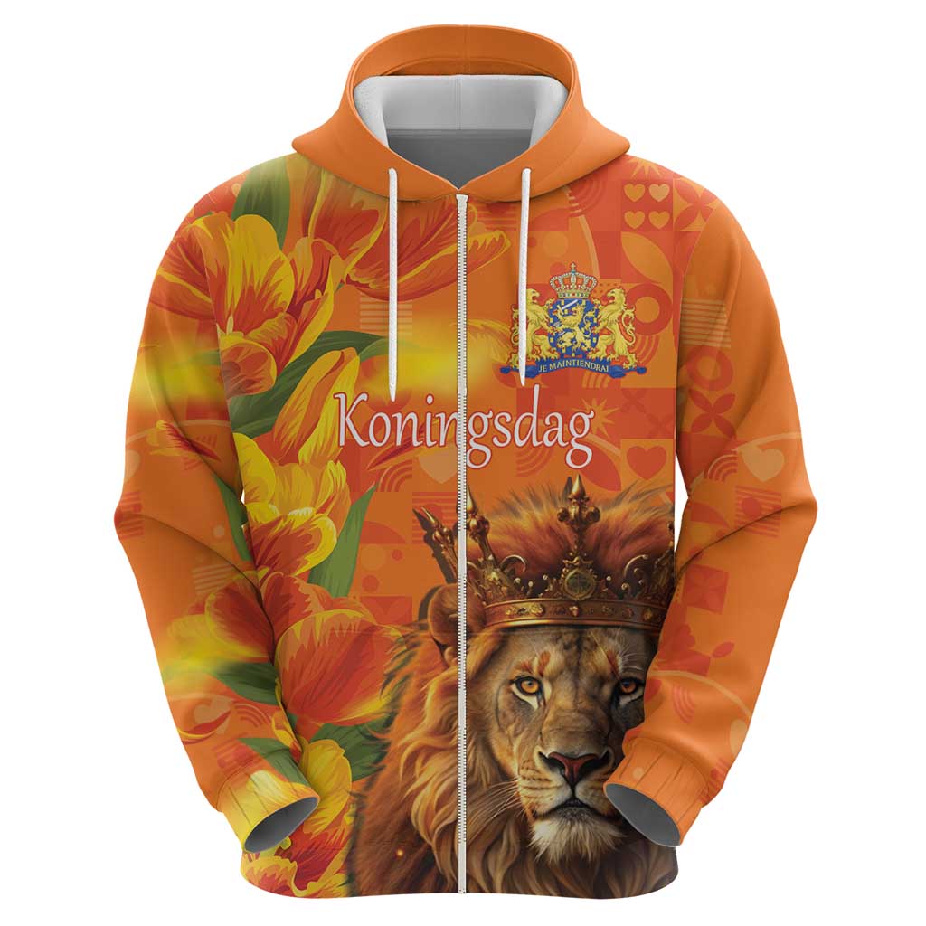 Personalized Netherlands Koningsdag Hoodie 27th April Lion with Orange Tulip LT17