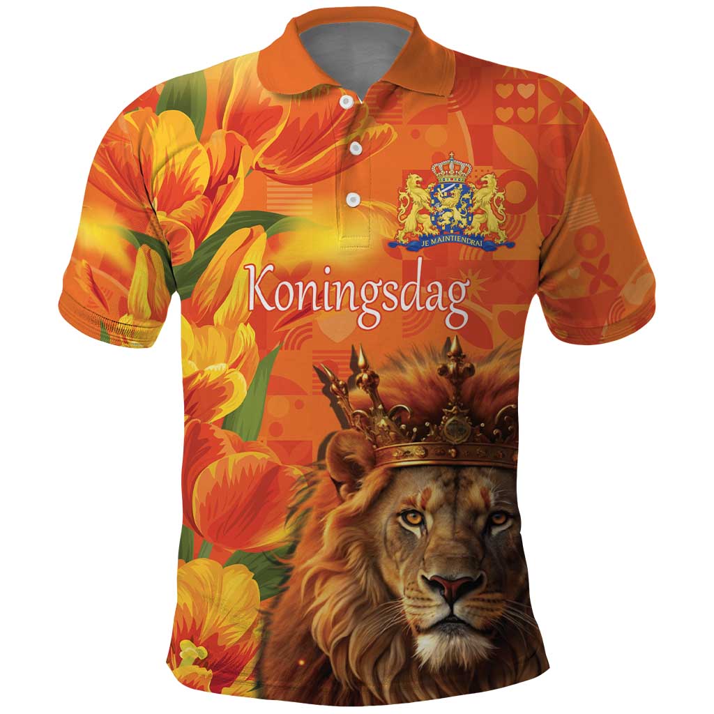 Personalized Netherlands Koningsdag Polo Shirt 27th April Lion with Orange Tulip LT17