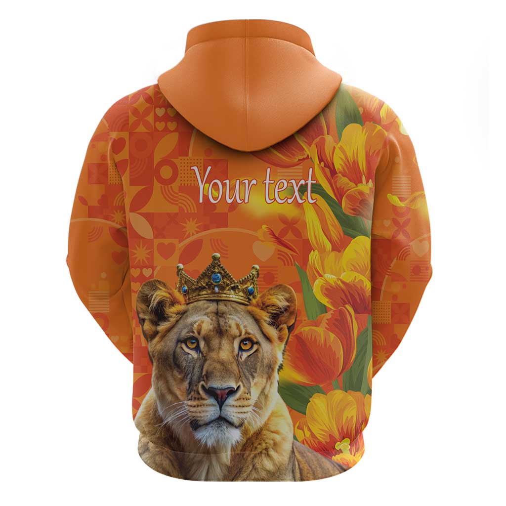 Personalized Netherlands Koninginnedag Hoodie 30th April Lioness with Orange Tulip LT17