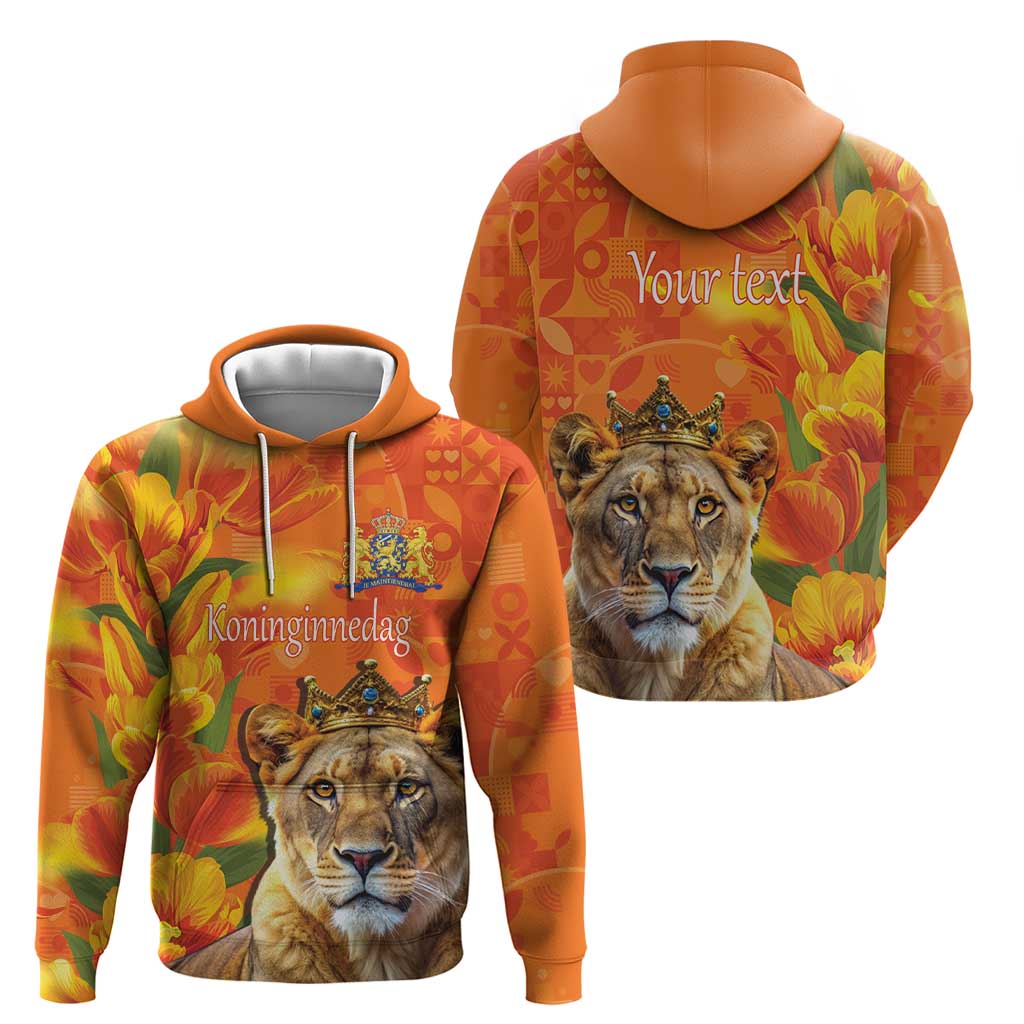 Personalized Netherlands Koninginnedag Hoodie 30th April Lioness with Orange Tulip LT17