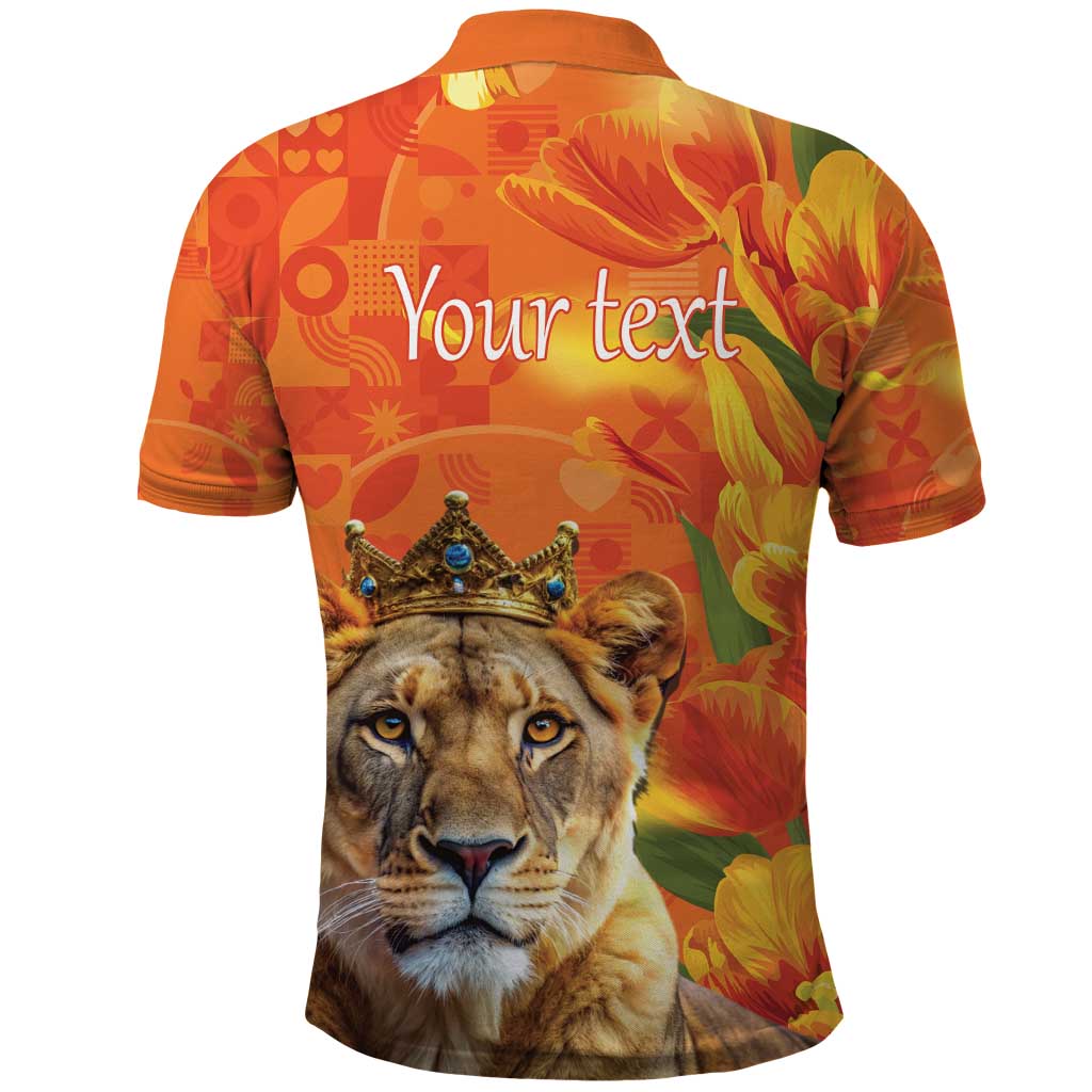 Personalized Netherlands Koninginnedag Polo Shirt 30th April Lioness with Orange Tulip LT17
