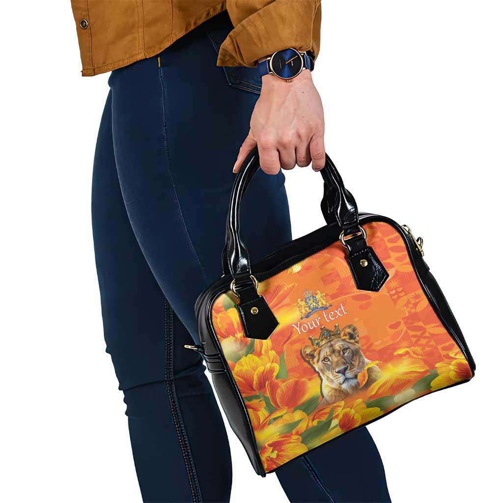 Personalized Netherlands Koninginnedag Shoulder Handbag 30th April Lioness with Orange Tulip LT17