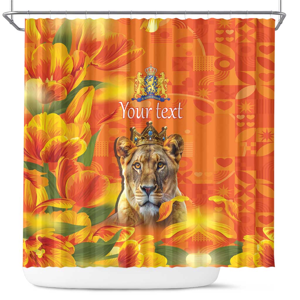 Personalized Netherlands Koninginnedag Shower Curtain 30th April Lioness with Orange Tulip LT17