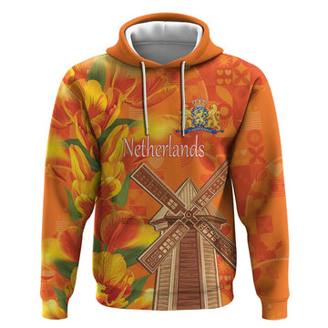 Personalized Netherlands Orange Tulip and Wildmill Hoodie LT17