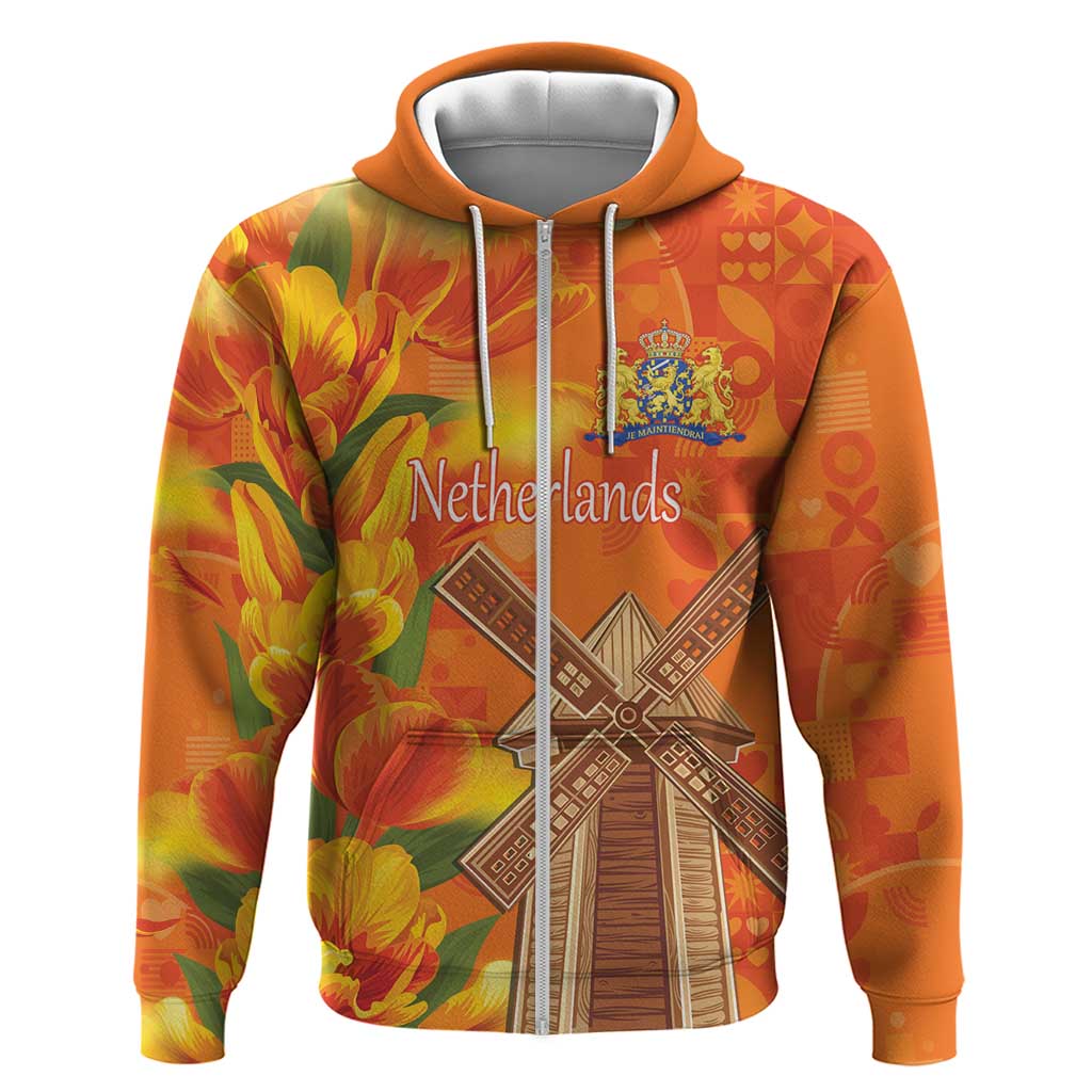 Personalized Netherlands Orange Tulip and Wildmill Hoodie LT17