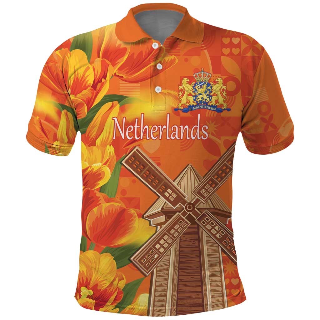 Personalized Netherlands Orange Tulip and Wildmill Polo Shirt LT17