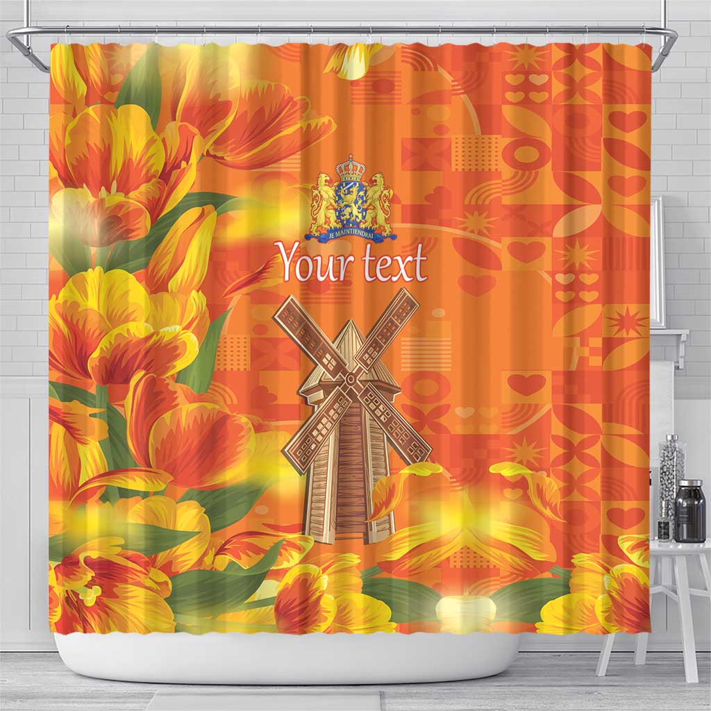 Personalized Netherlands Orange Tulip and Wildmill Shower Curtain LT17