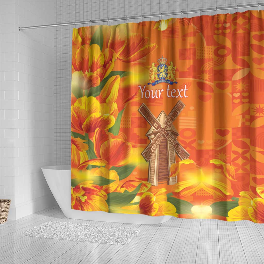 Personalized Netherlands Orange Tulip and Wildmill Shower Curtain LT17