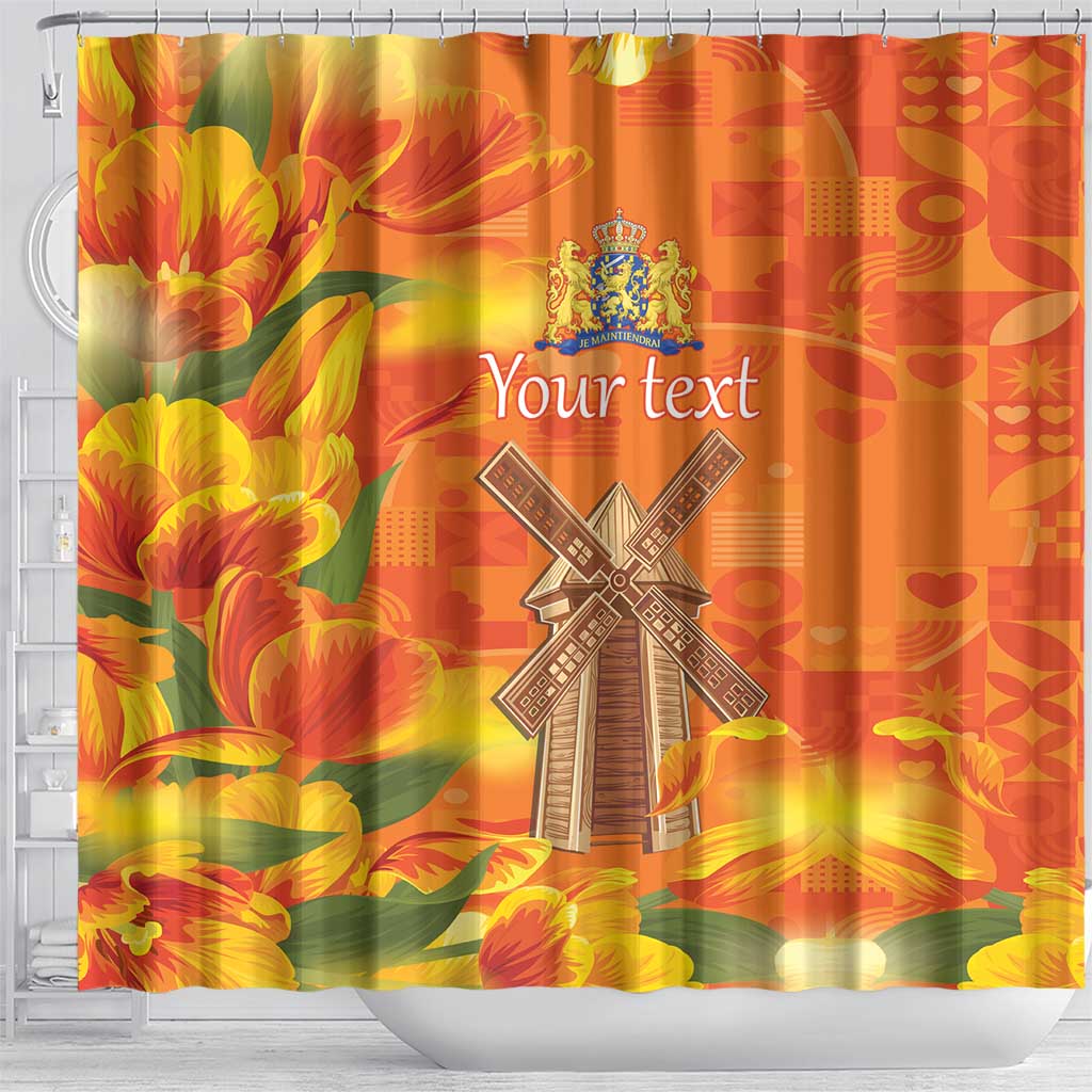 Personalized Netherlands Orange Tulip and Wildmill Shower Curtain LT17