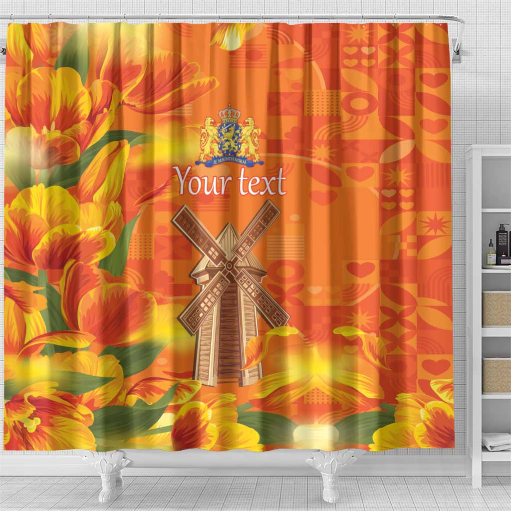 Personalized Netherlands Orange Tulip and Wildmill Shower Curtain LT17