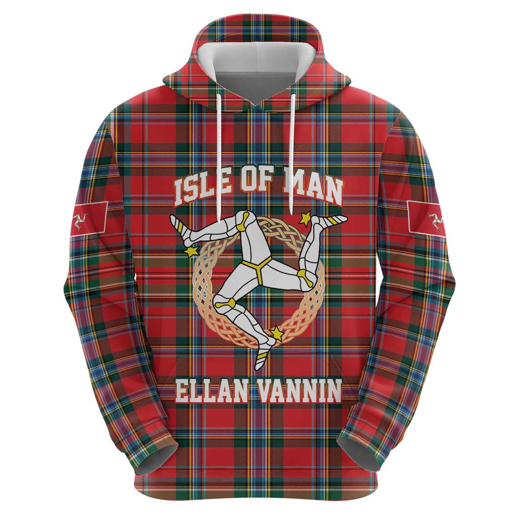 Personalized Isle of Man Triskelion Hoodie Celtic Knots with Red Tartan LT17