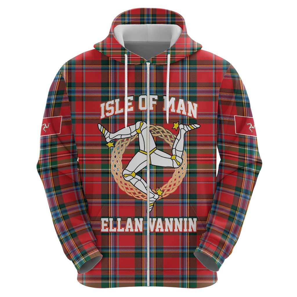 Personalized Isle of Man Triskelion Hoodie Celtic Knots with Red Tartan LT17