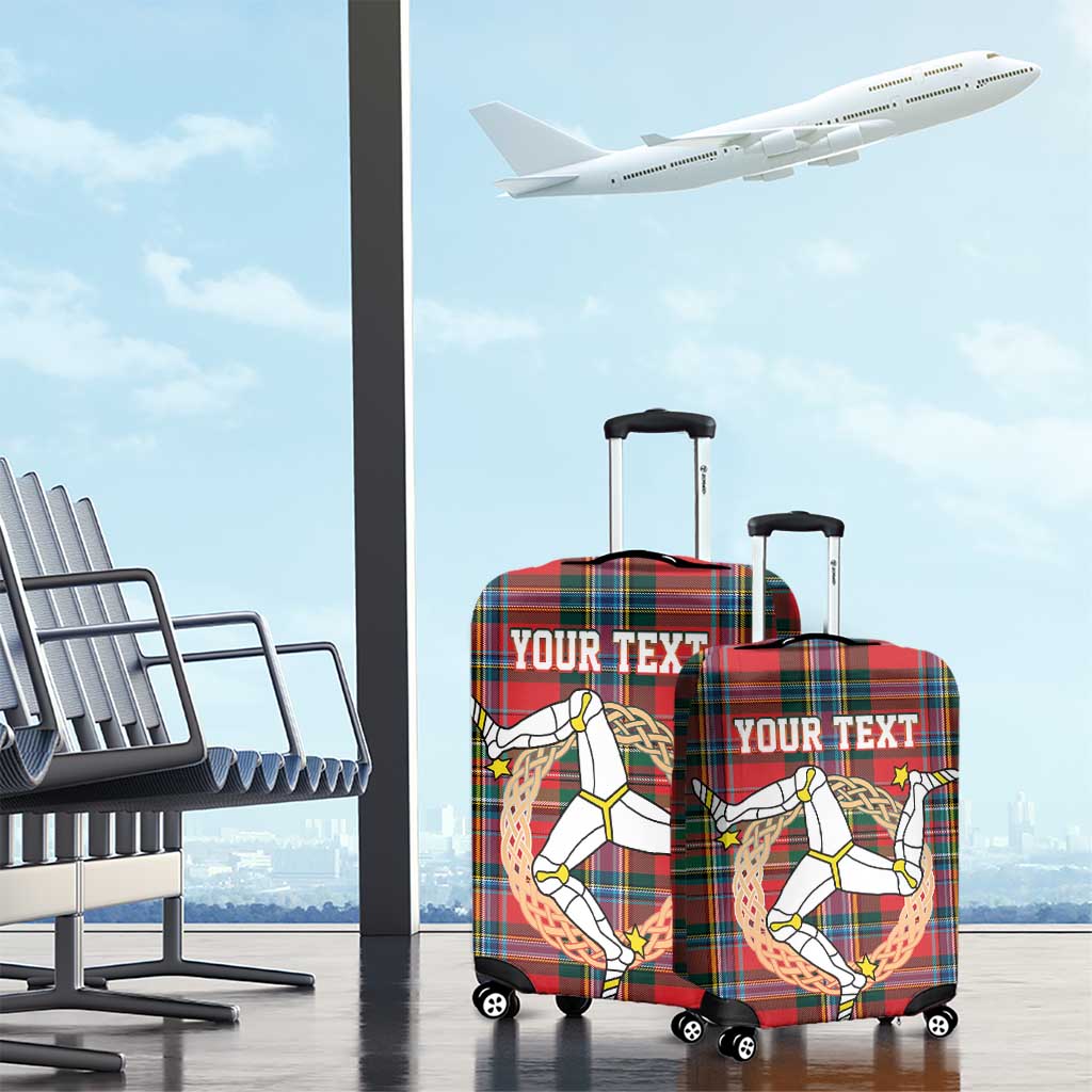Personalized Isle of Man Triskelion Luggage Cover Celtic Knots with Red Tartan LT17