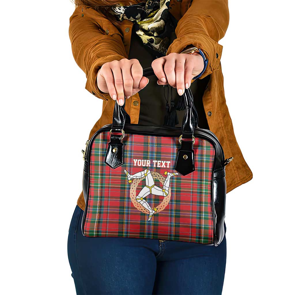 Personalized Isle of Man Triskelion Shoulder Handbag Celtic Knots with Red Tartan LT17
