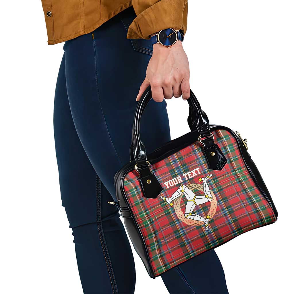 Personalized Isle of Man Triskelion Shoulder Handbag Celtic Knots with Red Tartan LT17
