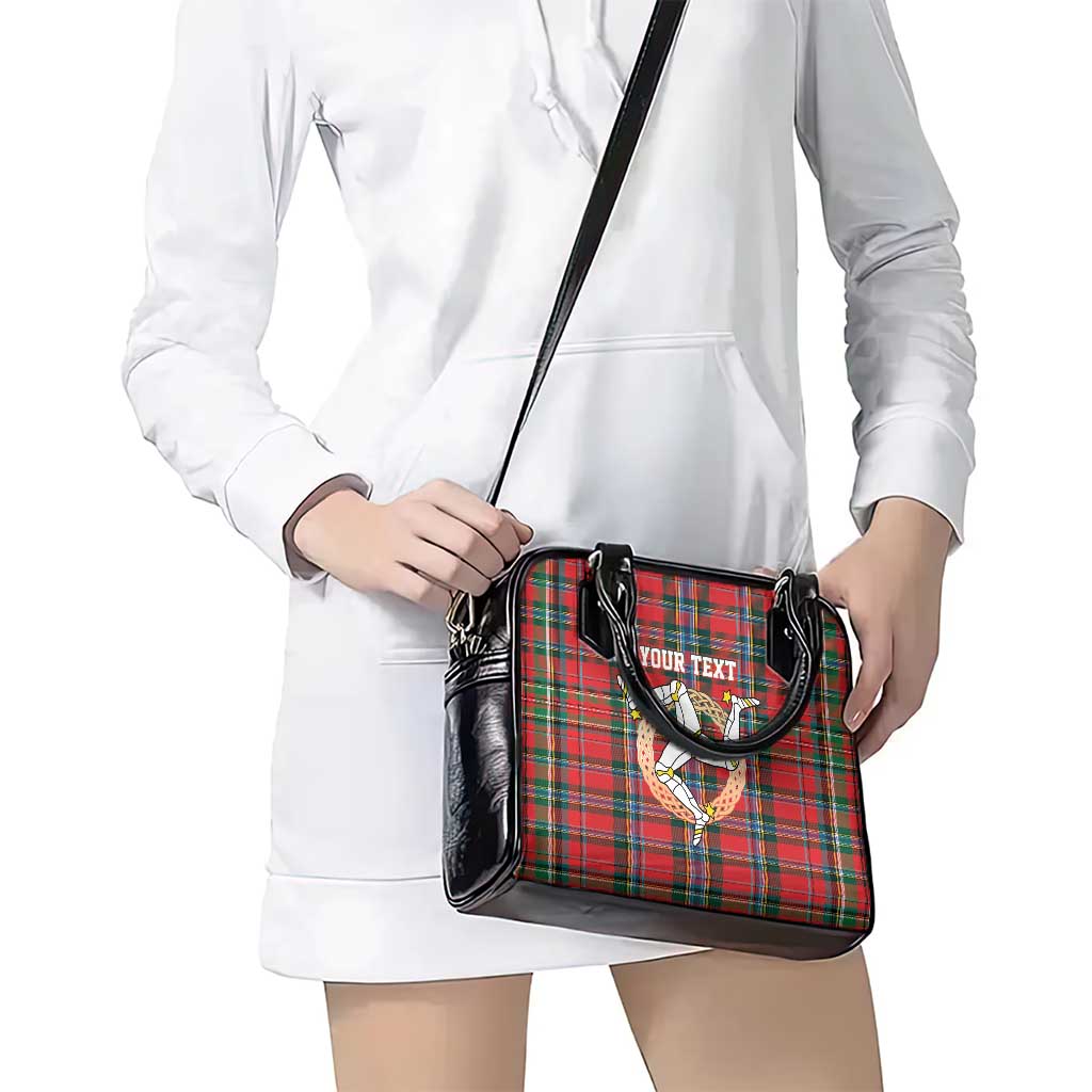 Personalized Isle of Man Triskelion Shoulder Handbag Celtic Knots with Red Tartan LT17