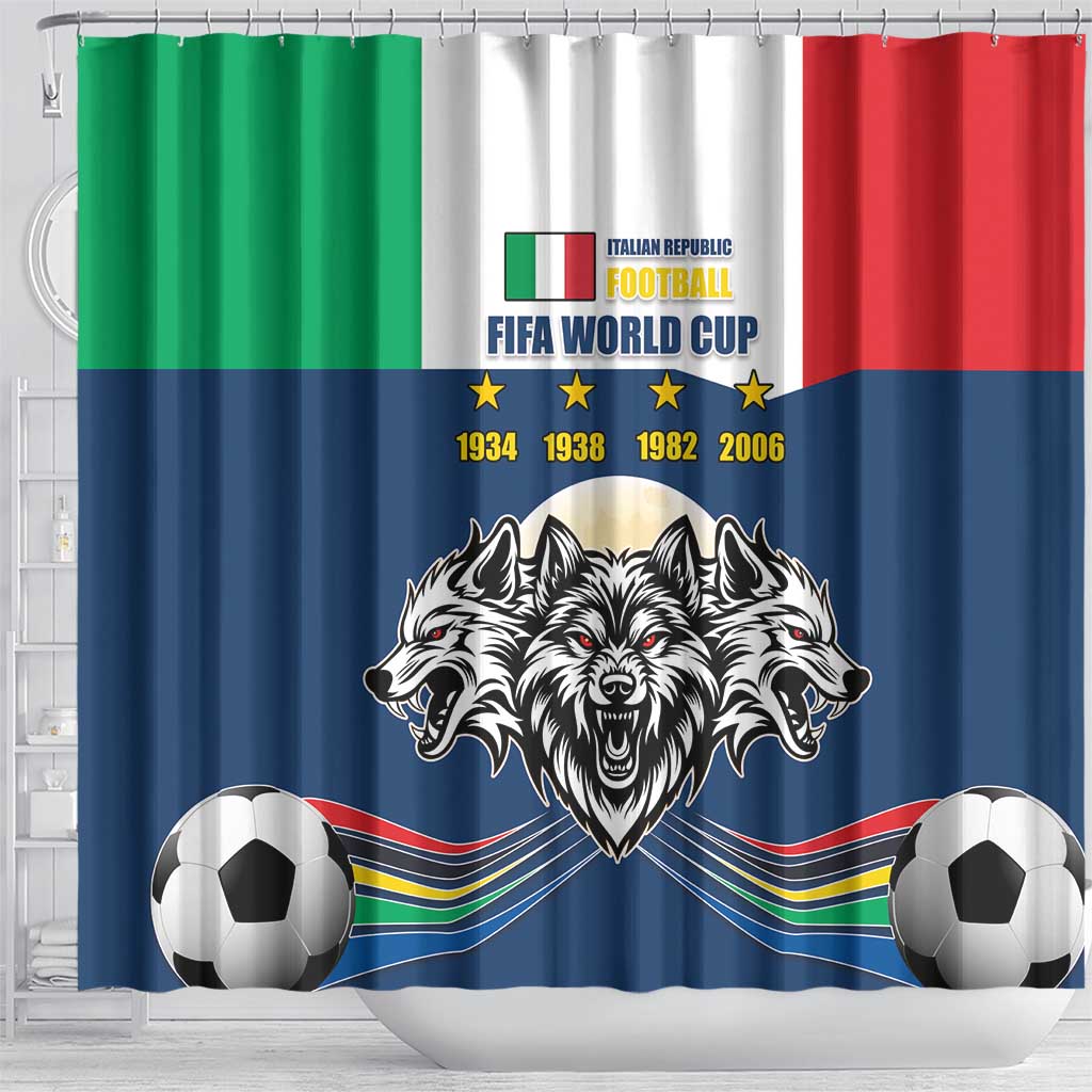 Italian Republic Football Shower Curtain Gli Azzurri History Champion LT17