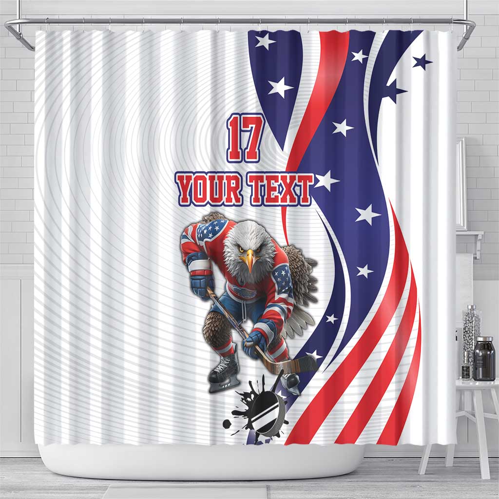 Custom United States Ice Hockey Go Champions Shower Curtain Team USA Eagle Mascot Style LT17