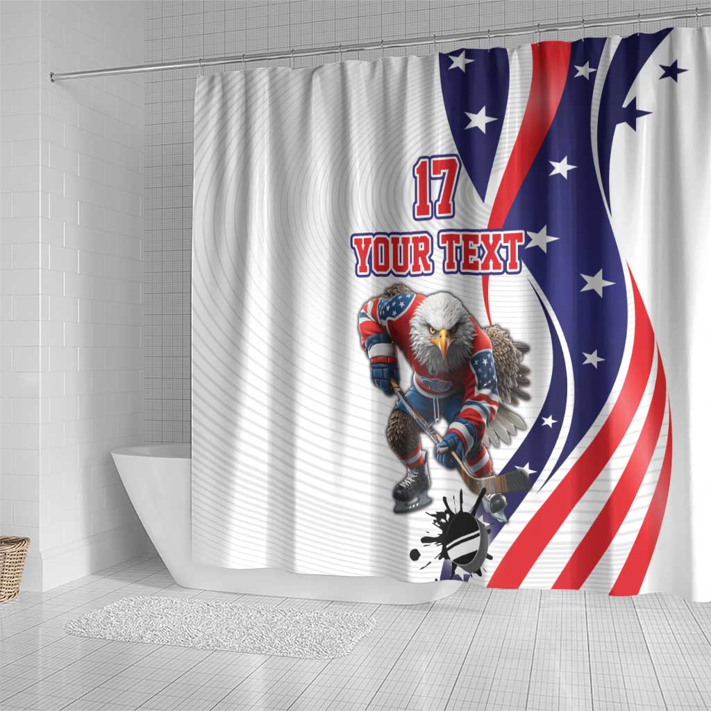 Custom United States Ice Hockey Go Champions Shower Curtain Team USA Eagle Mascot Style LT17