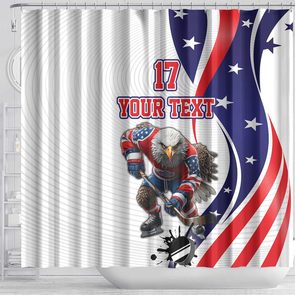 Custom United States Ice Hockey Go Champions Shower Curtain Team USA Eagle Mascot Style LT17