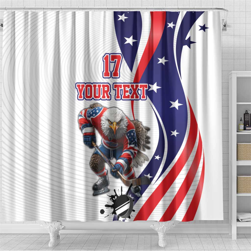 Custom United States Ice Hockey Go Champions Shower Curtain Team USA Eagle Mascot Style LT17
