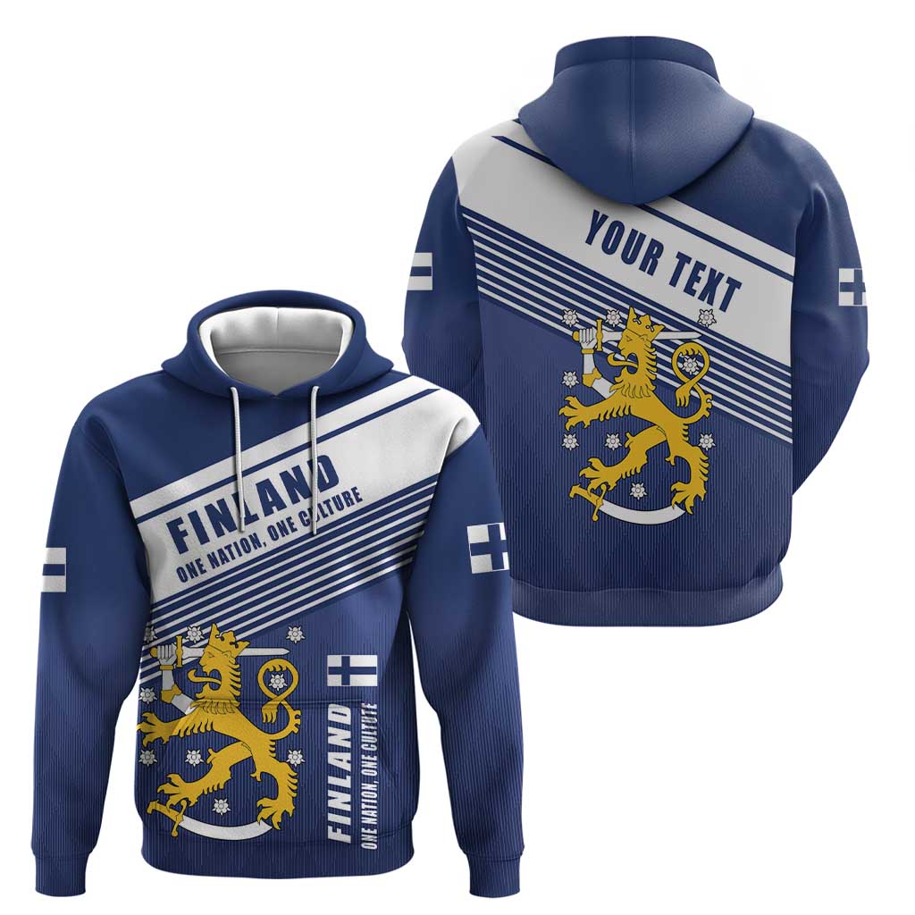 Personalized Finland One Nation One Culture Hoodie A Crowned Lion with Flag LT17