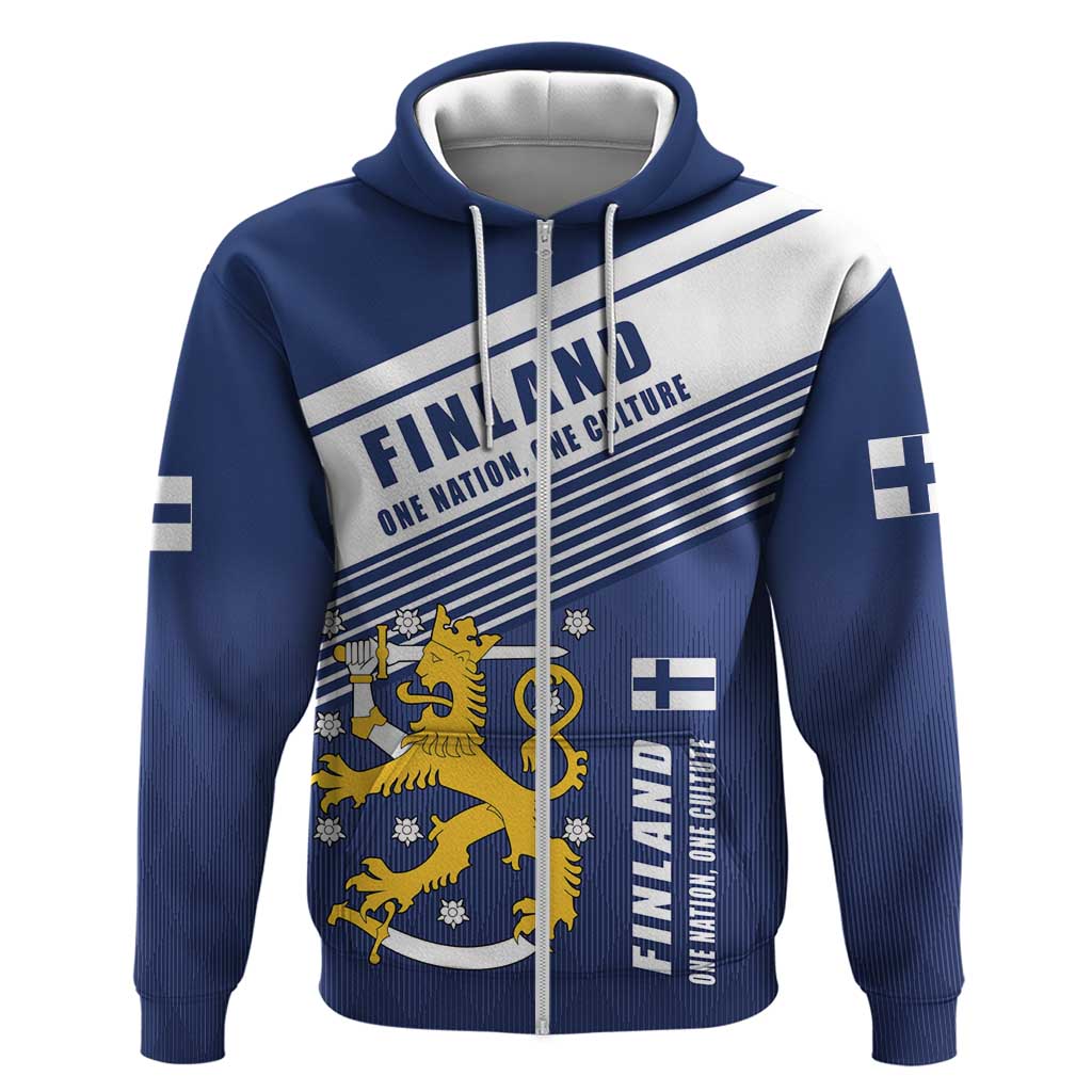 Personalized Finland One Nation One Culture Hoodie A Crowned Lion with Flag LT17