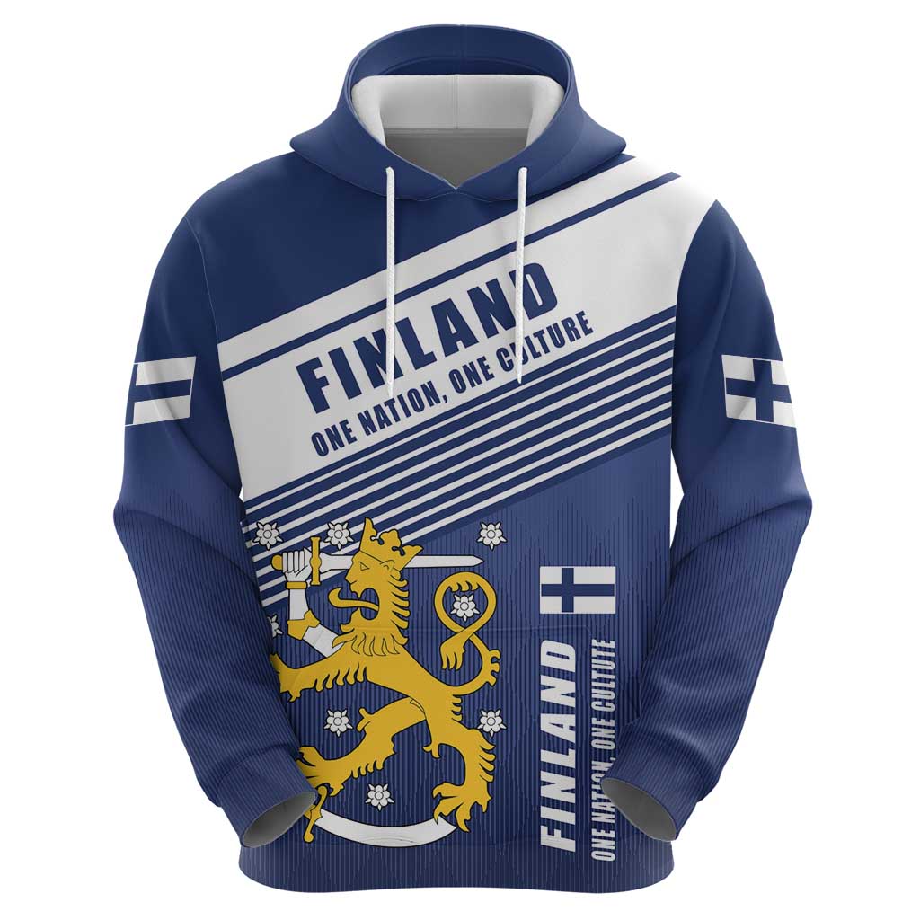 Personalized Finland One Nation One Culture Hoodie A Crowned Lion with Flag LT17