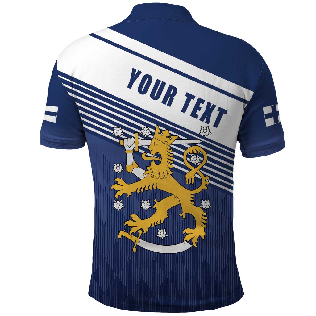Personalized Finland One Nation One Culture Polo Shirt A Crowned Lion with Flag LT17
