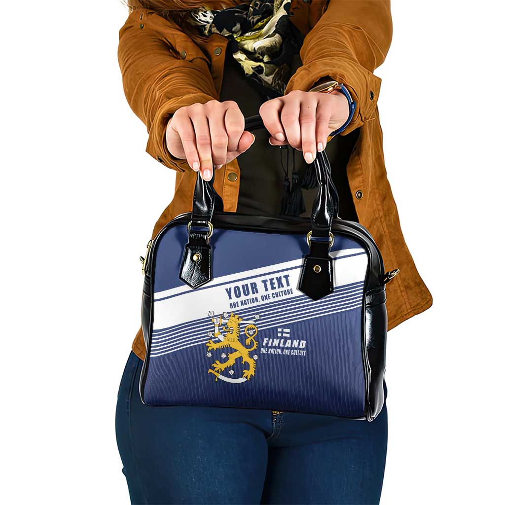 Personalized Finland One Nation One Culture Shoulder Handbag A Crowned Lion with Flag LT17