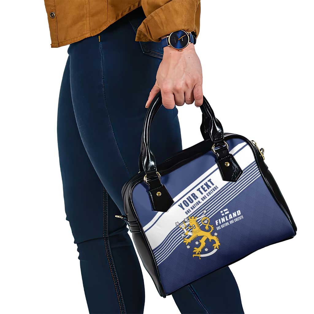 Personalized Finland One Nation One Culture Shoulder Handbag A Crowned Lion with Flag LT17