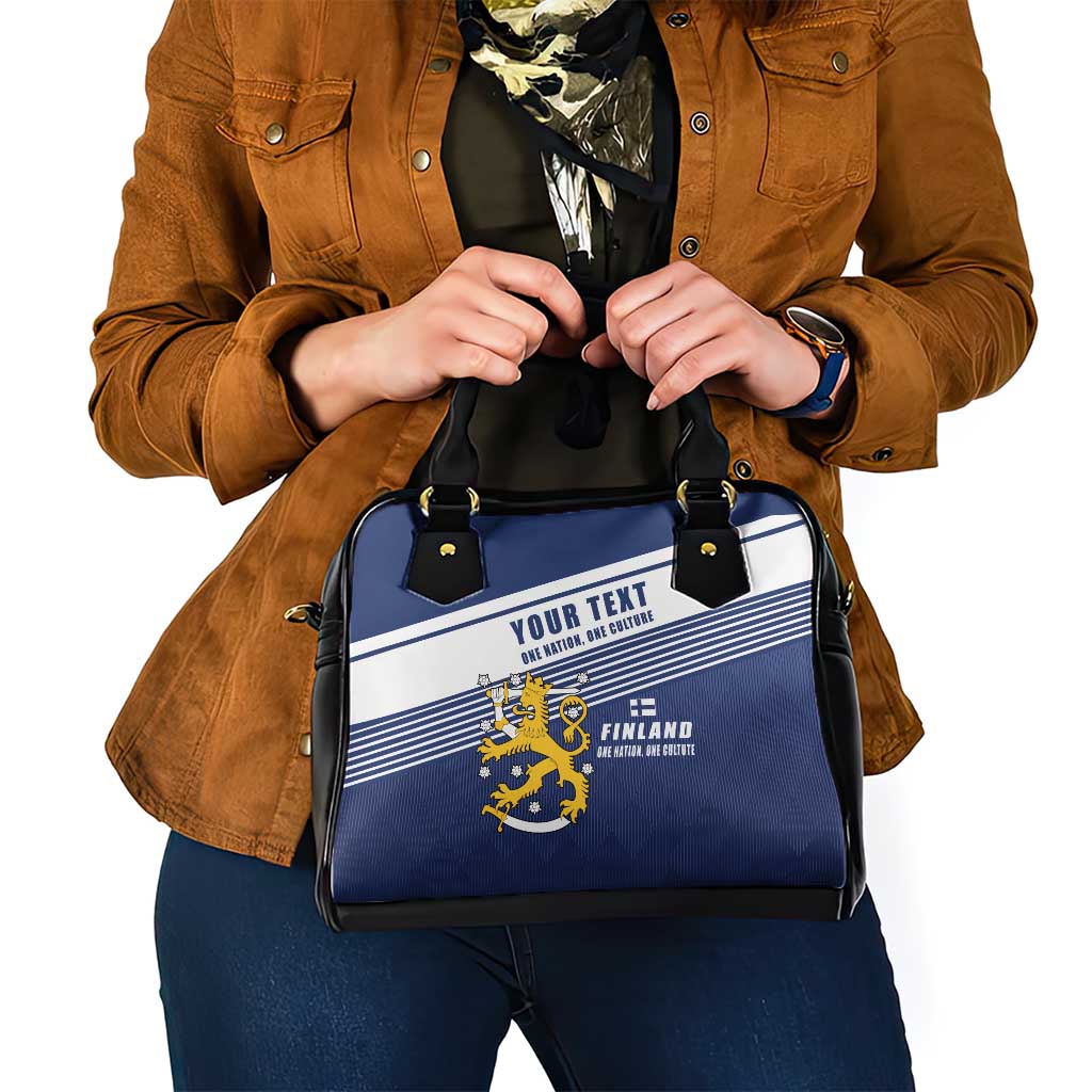 Personalized Finland One Nation One Culture Shoulder Handbag A Crowned Lion with Flag LT17