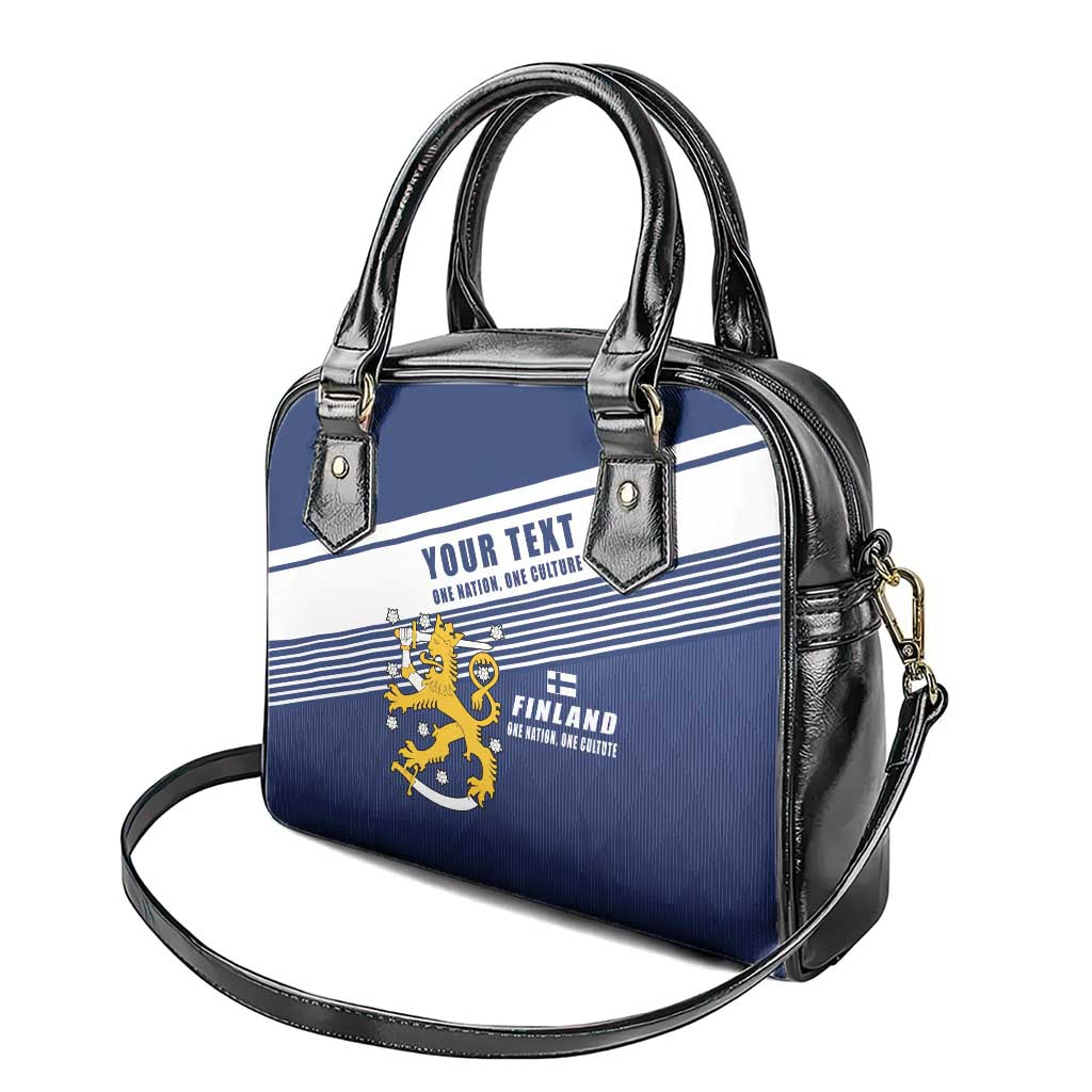 Personalized Finland One Nation One Culture Shoulder Handbag A Crowned Lion with Flag LT17
