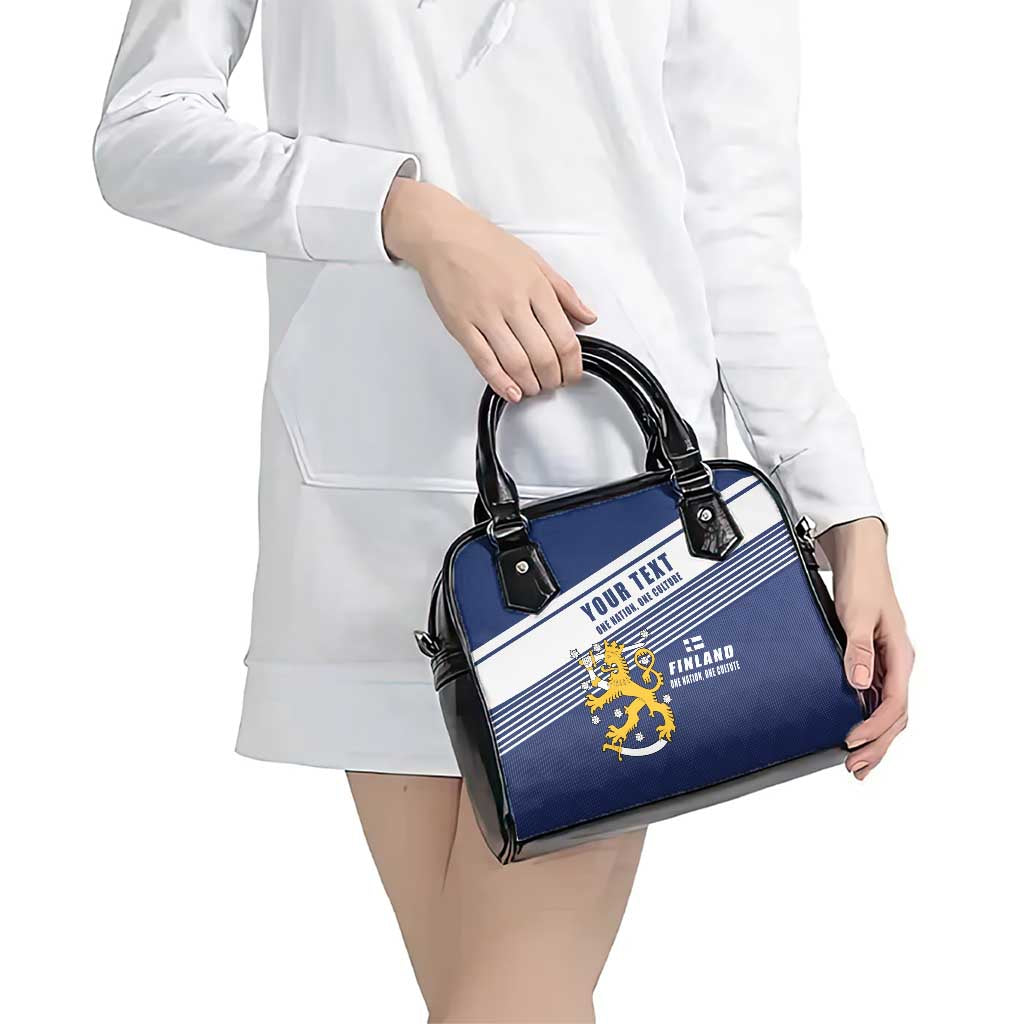 Personalized Finland One Nation One Culture Shoulder Handbag A Crowned Lion with Flag LT17
