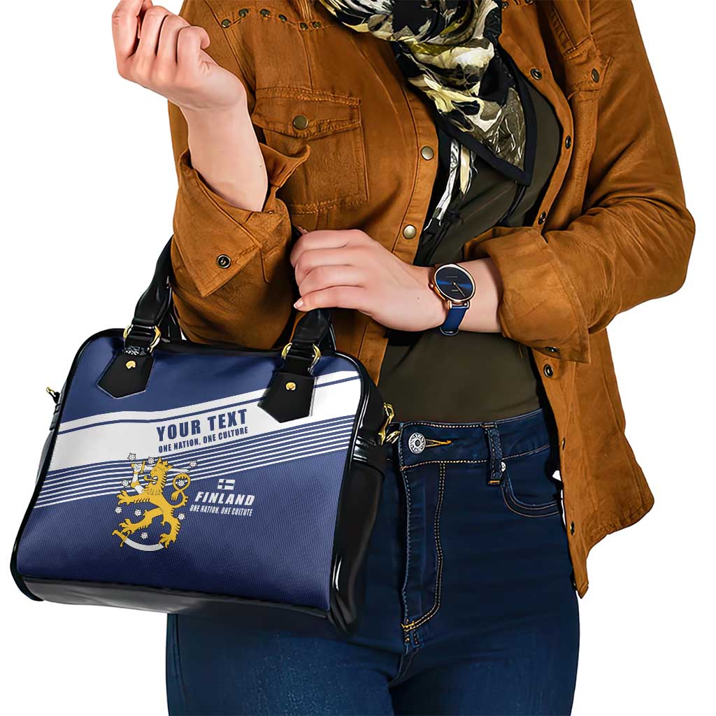 Personalized Finland One Nation One Culture Shoulder Handbag A Crowned Lion with Flag LT17